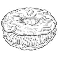 paris brest francia postre bocadillo aislado garabato boceto dibujado a mano con ilustración de vector de estilo de contorno