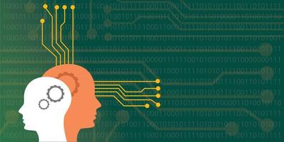 ilustración del concepto de inteligencia artificial con robot humano de cabeza con ilustración gráfica de vector de sistema de placa neuro