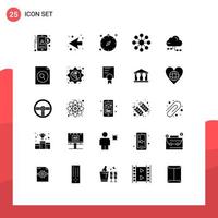 25 Universal Solid Glyph Signs Symbols of computing cloud direction share database Editable Vector Design Elements