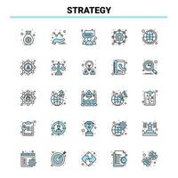 25 Strategy Black and Blue icon Set Creative Icon Design and logo template Creative Black Icon vector background