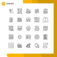 25 Thematic Vector Lines and Editable Symbols of timer flow fund business trade Editable Vector Design Elements