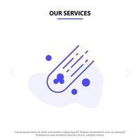 Our Services Asteroid Comet Space Solid Glyph Icon Web card Template vector