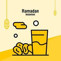 Ramadan kareem greeting template islamic crescent and arabic lantern vector illustration