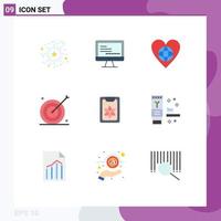 Set of 9 Modern UI Icons Symbols Signs for target goal ecology aim like Editable Vector Design Elements