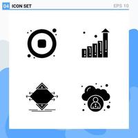 Modern 4 solid style icons Glyph Symbols for general use Creative Solid Icon Sign Isolated on White Background 4 Icons Pack Creative Black Icon vector background