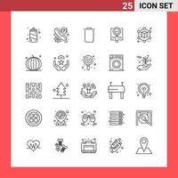 25 Icon Pack Line Style Outline Symbols on White Background Simple Signs for general designing Creative Black Icon vector background