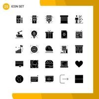 25 Thematic Vector Solid Glyphs and Editable Symbols of job house car garage building Editable Vector Design Elements