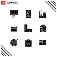 9 Universal Solid Glyphs Set for Web and Mobile Applications ruler wallet phone money industry Editable Vector Design Elements