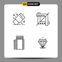 conjunto moderno de 4 colores planos de línea de relleno pictografía de elementos de diseño vectorial editables de la caja gráfica de la herramienta de dibujo de fuego vector