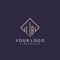 LB initial monogram logo with rectangle style design vector