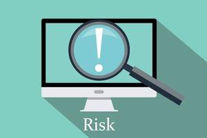 searching risk and opportunity computer pc magnifying glass flat vector