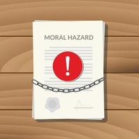 riesgo moral con cadena de papel y señal de alerta vector