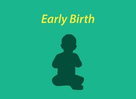 early birth concept illustration with sillhouette of baby with text on top of it vector