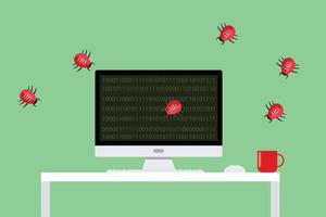 malware virus ataque de seguridad errores informáticos atacando vector plano