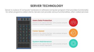 server database infographic concept for slide presentation with 3 point list vector