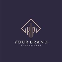 KP initial monogram logo with rectangle style design vector