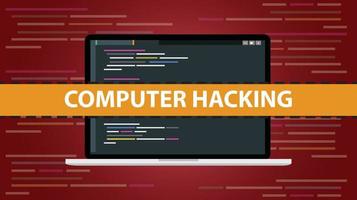 computer hacking concept with code script programming on laptop vector illustration