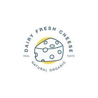diseño, etiqueta e icono del logotipo de la marca de queso. plantilla de logotipo icono de queso para comestibles, productos lácteos, embalaje y marca. diseño de logotipo vectorial. vector