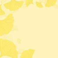 Hand drawn Japanese yellow Ginkgo biloba leaves. Vector frame of Autumn background. Concept for cosmetics or medical.