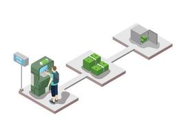 Isometric Mobile money transfer isometric vector illustration. Vector Isometric Illustration Suitable for Diagrams, Infographics, And Other Graphic assets