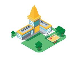 3d Isometric penthouse building with beautiful garden.  Vector Isometric Illustration Suitable for Diagrams, Infographics, And Other Graphic assets