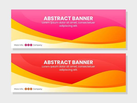 Abstract colored pink and red waves banner backgrounds template