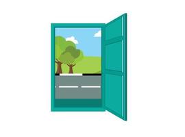 ilustración plana de una hermosa vista al abrir puertas y ventanas. ilustración adecuada para diagramas, infografías y otros recursos gráficos vector