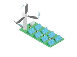 3d isometric illustration Renewable energy, power generation using Solar Panel. Vector Isometric Illustration Suitable for Diagrams, Infographics, And Other Graphic assets