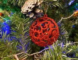 Christmas toy, red ball. photo