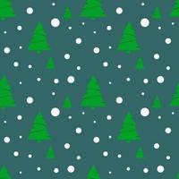 Christmas tree seamless pattern. Winter forest and snow background. Vector design.
