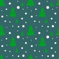 Christmas tree seamless pattern. Winter forest and snow background. Vector design.