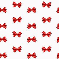 Red bow seamless pattern on the white background. Vector design.