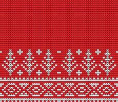 Knitting Seamless Pattern border on Red Background, Knitting Tree Ethnic Pattern Border Merry Christmas and happy winter days vector poster