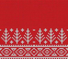 Knitting Seamless Pattern border on Red Background, Knitting Tree Ethnic Pattern Border Merry Christmas and happy winter days vector poster