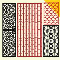 Big laser cut decorative wall panel pattern set Jali design,acrylic and CNC machine cutting.Abstract ornament, geometric, classic, oriental pattern, vector