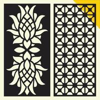 Big laser cut decorative wall panel pattern set Jali design,acrylic and CNC machine cutting.Abstract ornament, geometric, classic, oriental pattern, floral and plant motifs.Round abstract geometric vector