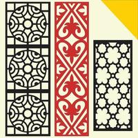 Conjunto de patrón de panel de pared decorativo de corte láser grande diseño jali, corte de máquina de acrílico y cnc. ornamento abstracto, patrón geométrico, clásico, oriental, vector