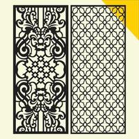 gran conjunto de patrones de panel de pared decorativos cortados con láser diseño jali, acrílico y corte de máquina cnc. ornamento abstracto, geométrico, clásico, patrón oriental, motivos florales y vegetales. geométrico abstracto redondo vector