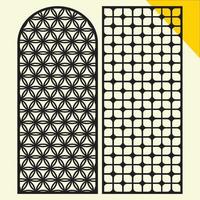 Big laser cut decorative wall panel pattern set Jali design,acrylic and CNC machine cutting.Abstract ornament, geometric, classic, oriental pattern, floral and plant motifs.Round abstract geometric vector