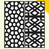 Big laser cut decorative wall panel pattern set Jali design,acrylic and CNC machine cutting.Abstract ornament, geometric, classic, oriental pattern, floral and plant motifs.Round abstract geometric vector