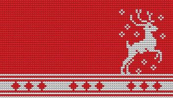 Knitting Seamless Pattern Deer border on Red Background, Ethnic Pattern Border Merry Christmas and happy winter days vector poster