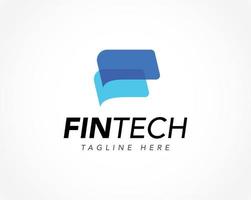 fintech, plantilla de logotipo de tecnología financiera con estilo de color superpuesto vector