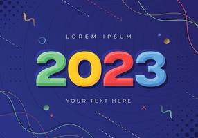 2023 Design with overlay color style and memphis element. New year design. 2023 background design vector