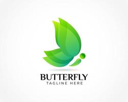 Beautiful butterfly with green gradient logo template design vector