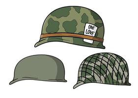 casco militar camo uniforme del ejército colección de gorras verdes vector