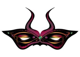 Demon carnival fantasy mask with horns isolated on white background. vector