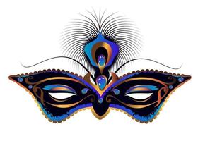 Carnival mask of an exotic bird on a white background. Peacock mask. vector