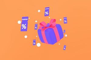 Sale coupons and gift boxes composition. photo