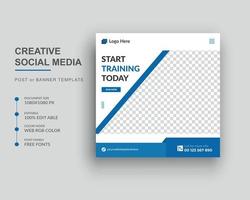 Gym and Fitness social media post banner and Square web banner Flyer Design Template vector