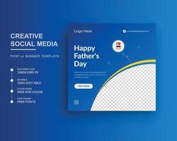 Fathers Day social media post banner and Square web banner Flyer Design Template vector